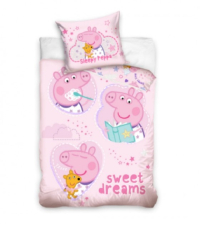 2 részes pamut gyermek ágyneműgarnitúra (Peppa malac - rózsaszín - Sweet dreams) (140×200 cm)